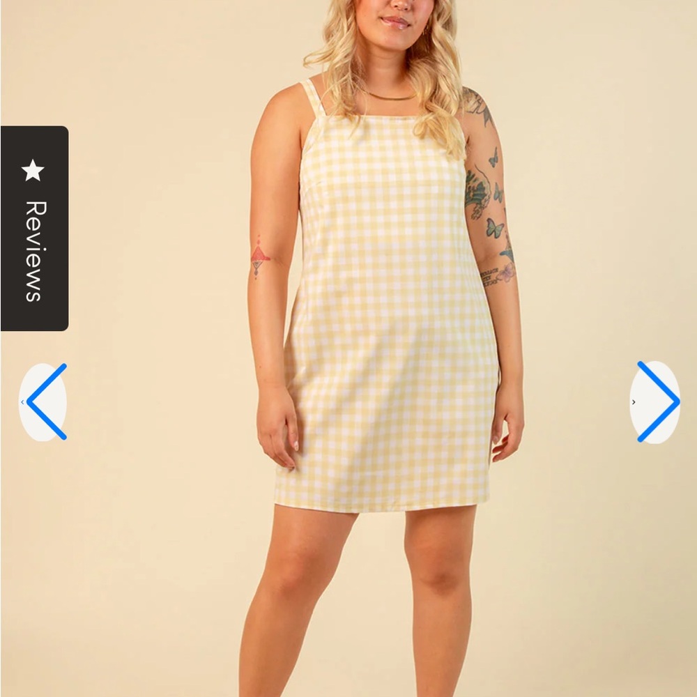 Wayre Sevilla Sleeveless Shift Dress Sz S Lemon Plaid — image 4 of 8